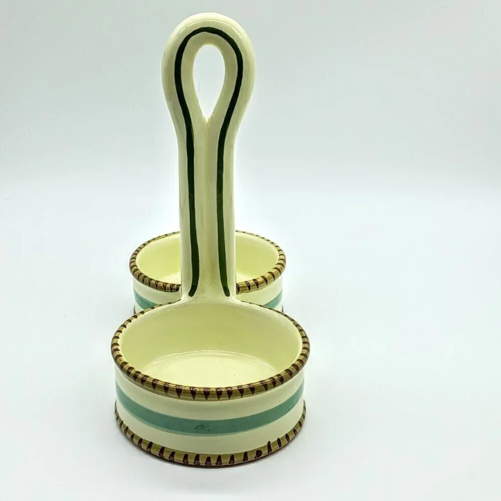 Sberna Deruta Italy Olive Oil & Vinegar Ceramic Serving Set